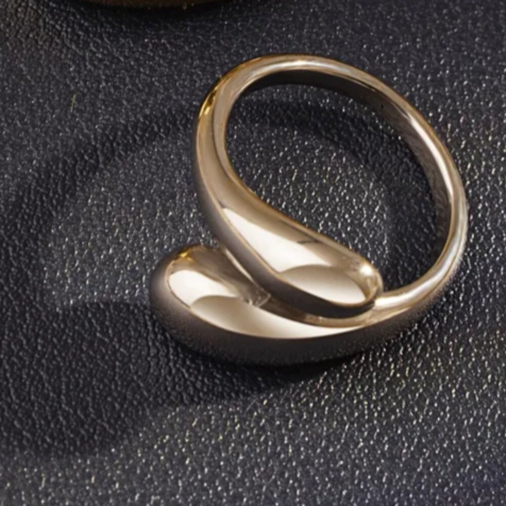 Water Droplets Wrap Ring Stainless Steek Silvertone Adjustable One Size New - Picture 7 of 9